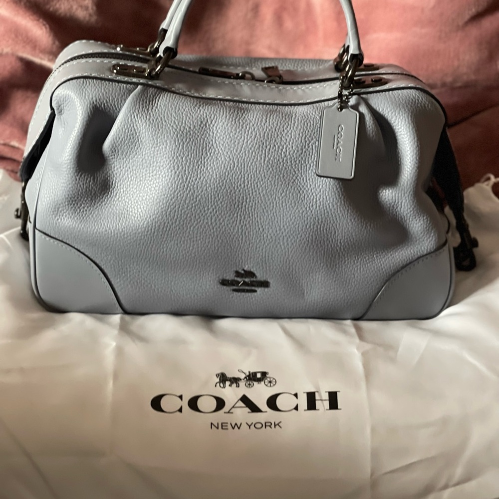 Coach Light Gray Leather Satchel